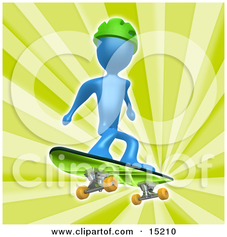 Wearing A Green Helmet And Skateboarding Over A Green Background