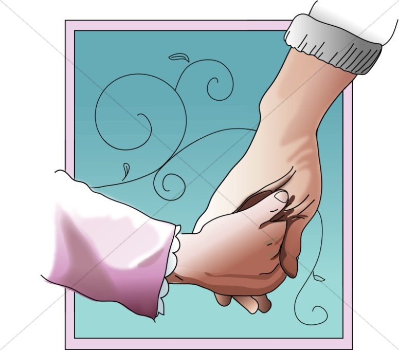 Woman And Girl Holding Hands   Mother S Day Clipart