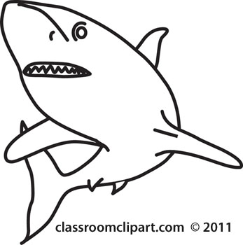 Animals   Shark 06 Outline   Classroom Clipart