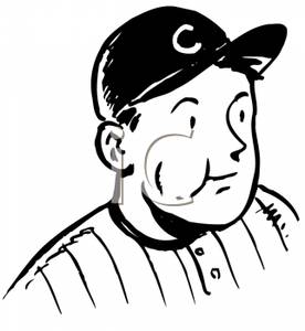 Baseball Player With Chew In His Mouth   Royalty Free Clipart Picture