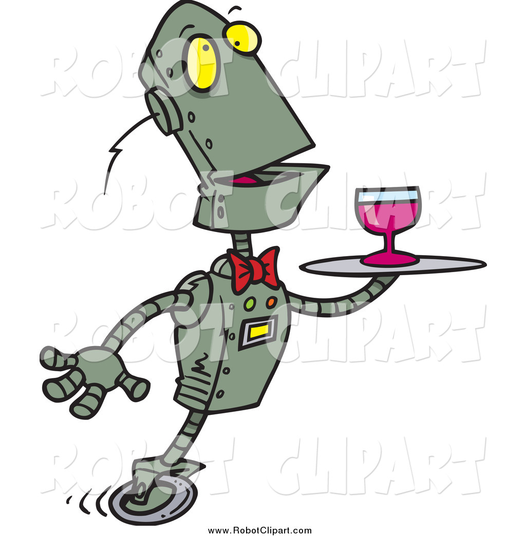 Cartoon Waiter Robot Serving Wine Robot Clip Art Ron Leishman