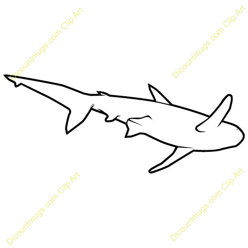 Clipart 11469 Outline Shark   Outline Shark Mugs T Shirts Picture