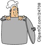 Clipart Illustration Of A Silly Male Caucasian Chef Wearing A Hat And
