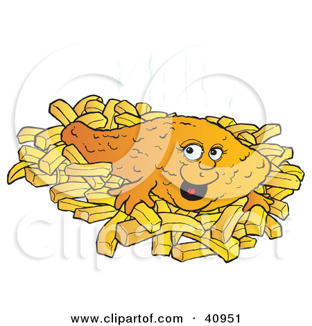 Clipart Illustration Of A Smiling Fish And Chips Meal By Snowy  40951