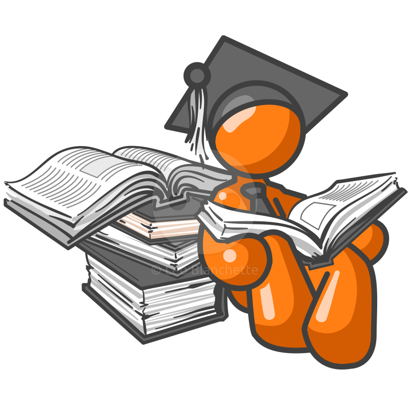 Clipart Illustration Orange Man Graduate Or Student With Book