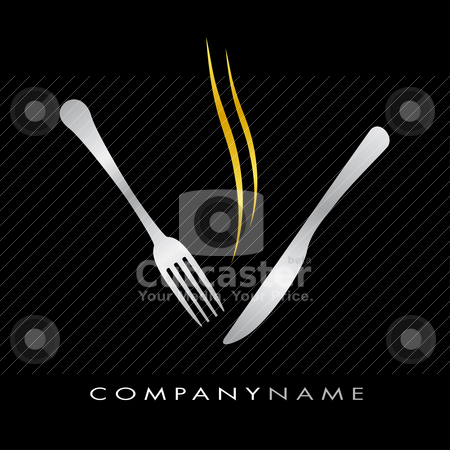 Cooking Illustration With Fork Knife And Smoke Stock Vector Clipart