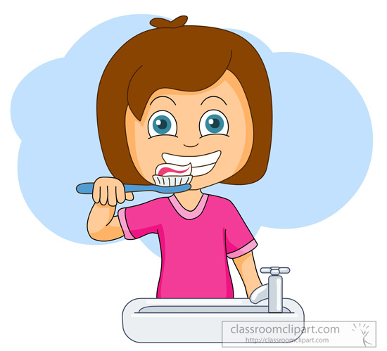 Dental   Girl Brushing Teeth 1030   Classroom Clipart