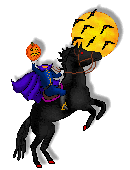 Halloween Clip Art   Headless Horseman Rearing Horse And Moon