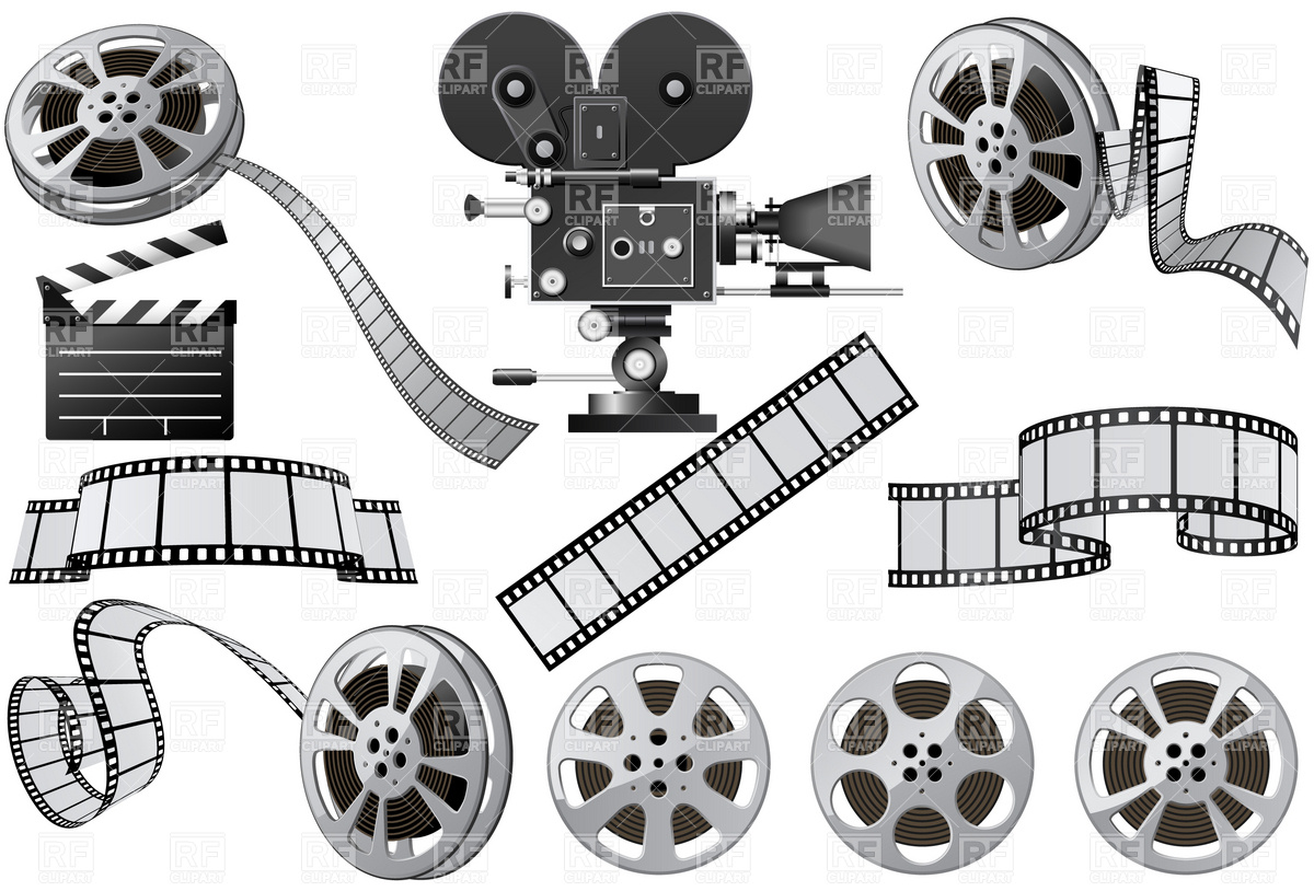 Movie Camera And Film Slate Download Royalty Free Vector Clipart  Eps