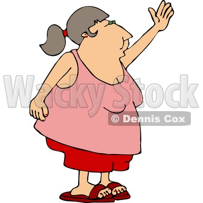 Obese Woman Waving Her Hand Goodbye Or Hello Clipart   Djart  4332