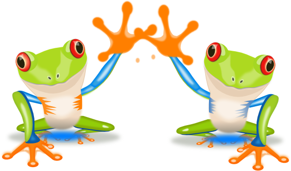 Two Frogs Waving Clip Art