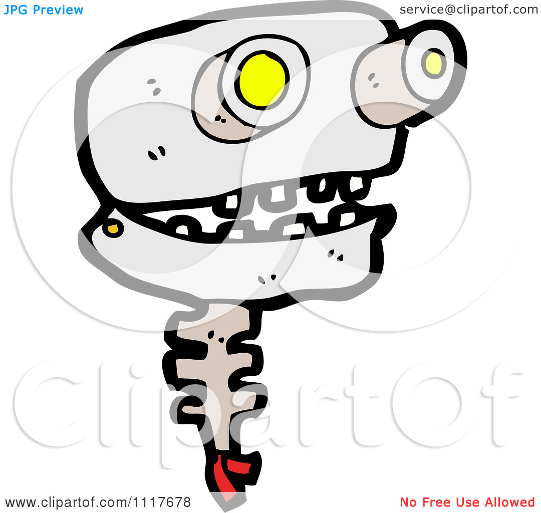 Vector Cartoon Robot Head 6   Royalty Free Clipart Graphic By