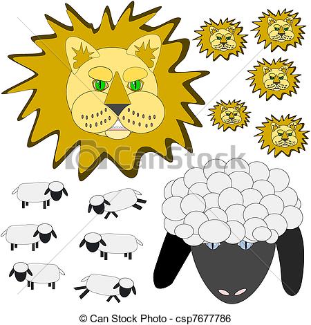 Vector Of March Lion And Lamb   Illustration Of The Symbols Of Weather