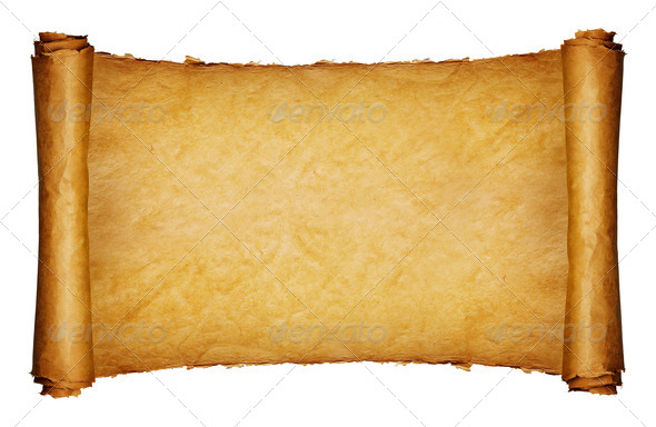 Ancient Manuscript Isolated Over A White Background   Stock Photo