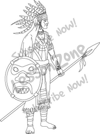 Aztec Warrior B W