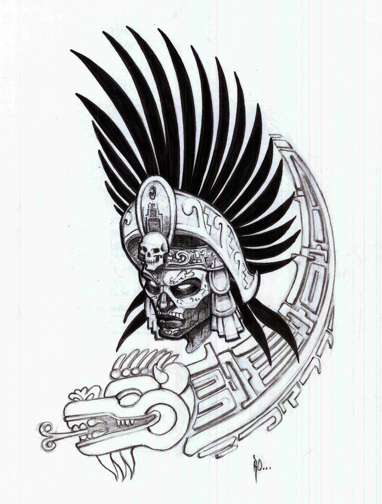 Aztec Warrior Drawing Black White Aztec Warrior By Ralfelor