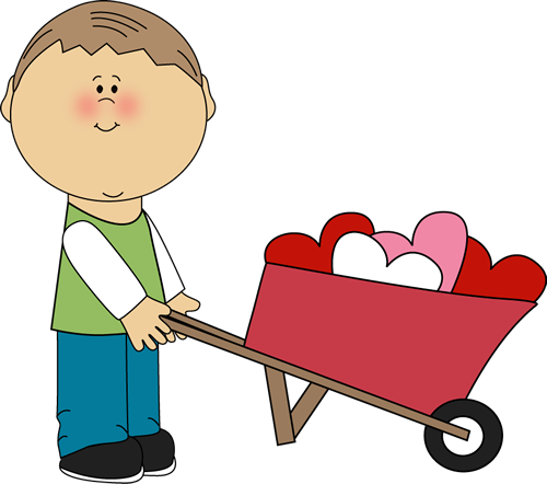 Boy Pushing Wheelbarrow Of Hearts Clip Art   Boy Pushing Wheelbarrow    
