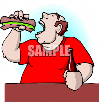 Clip Art Picture Of A Fat Man Devouring A Hoagie   Foodclipart Com