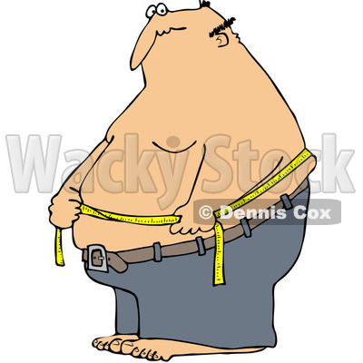 Clipart Fat Man Measuring His Belly Fat   Royalty Free Vector