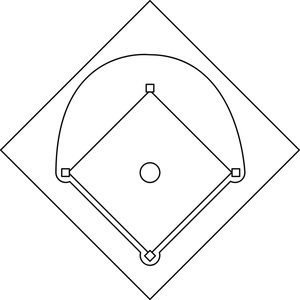     Clipart Image  Baseball Field Or Baseball Diamond In A Black And White