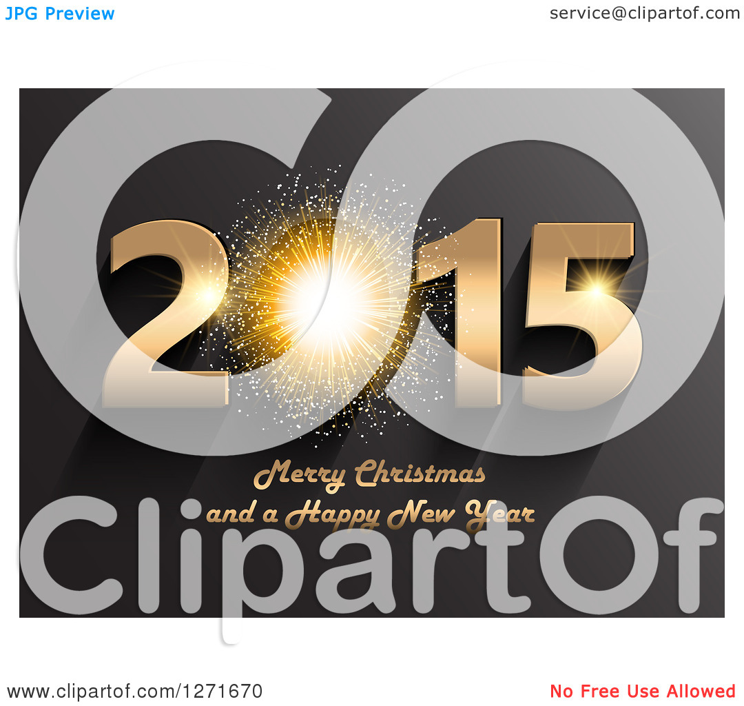 Clipart Of A 3d Firework In A Gold 2015 Merry Christmas And A Happy
