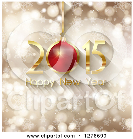 Clipart Of A Gold And Red 3d 2015 Happy New Year Greeting On With A    