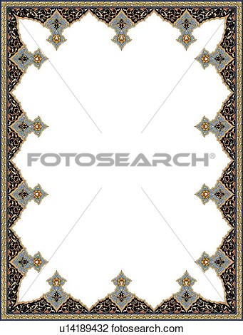 Clipart Of Black And Gold Arabesque Border U14189432   Search Clip Art    