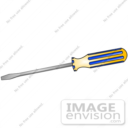 Graphic Of A Yellow And Blue Flat Head Screwdriver Hand Tool By Djart