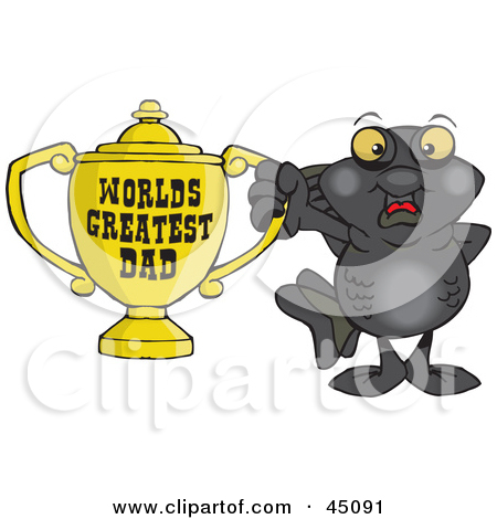 Holding A Golden Worlds Greatest Dad Trophy By Dennis Holmes Designs