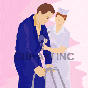 Nurses Helping Man Walk Walker Nurses005 Gif Clip Art Science Health