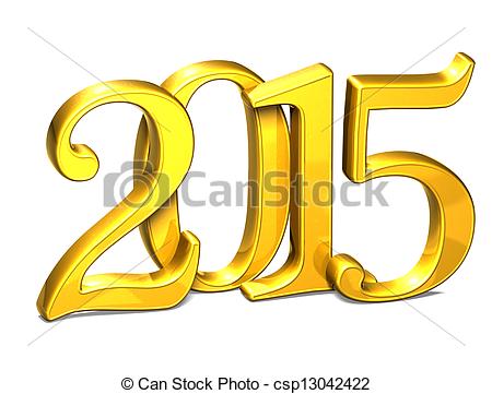 Of 3d Gold Year 2015 On White Background Csp13042422   Search Clipart