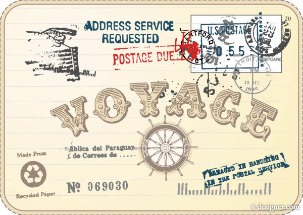 Retro  Of Postcards  Stamps  Wear  Nostalgia  Paper  Stamp  Vector