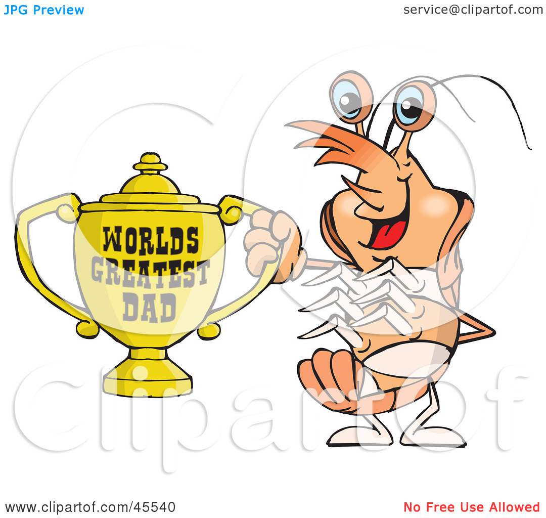 Royalty Free  Rf  Clipart Illustration Of A Prawn Character Holding A