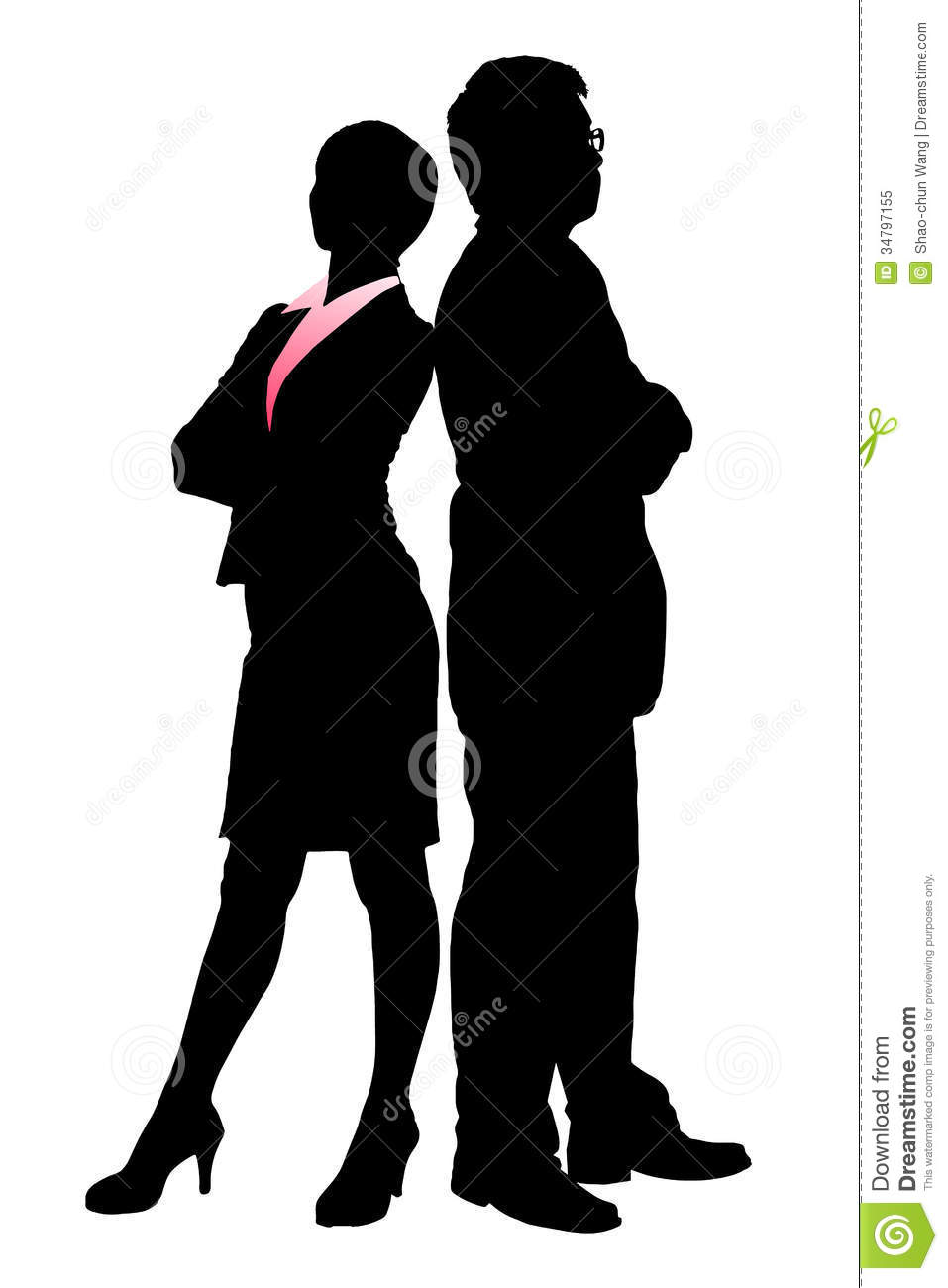 Silhouettes Of Business Team With White Background