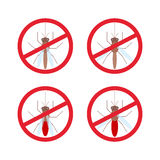 Stop Mosquito Sign In Red Circle  Vector Royalty Free Stock