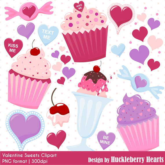 Sweets Cupcake Clipart Digital Cupcakes Valentine Cupcake Clipart