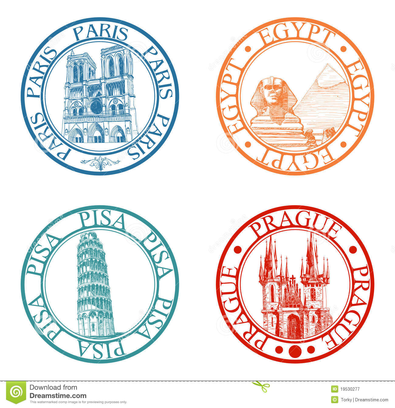 Travel Stamps Set Royalty Free Stock Photography   Image  19530277