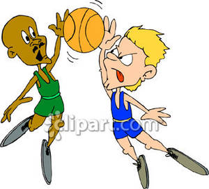 Two Boy Playing Basketball   Royalty Free Clipart Picture