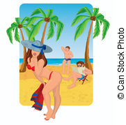 Two Men Are Attracted To Young Sexy Woman Vector Illustration