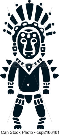 Vector Clip Art Of Aztec   Stylized Aztec Warrior Ornament In Indian    