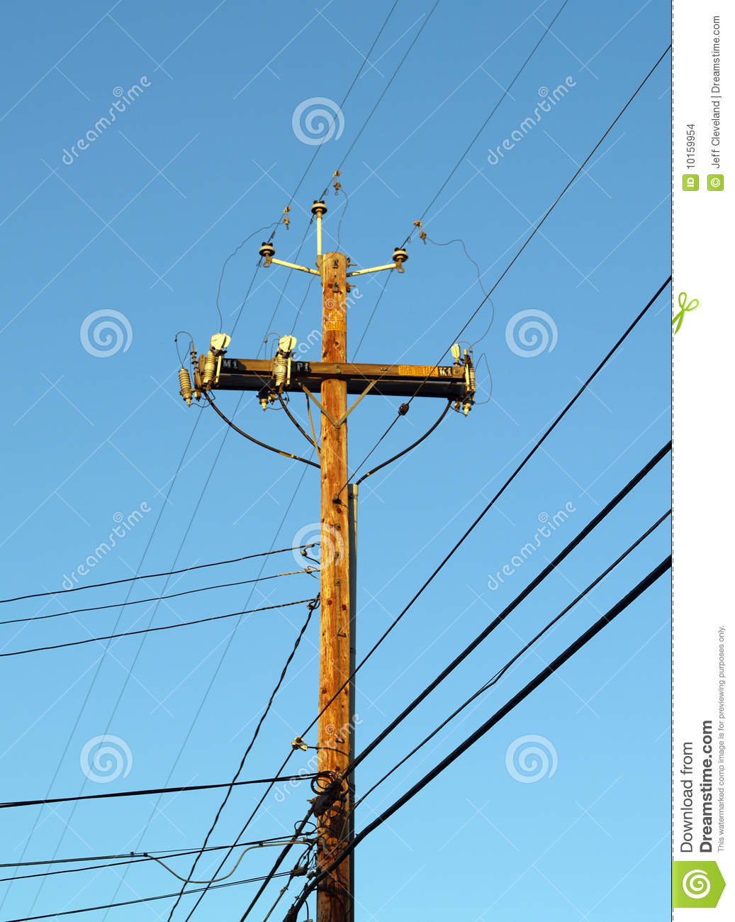 Wooden Telephone Pole Power Pole Against Blue Sky Stock Images   Image