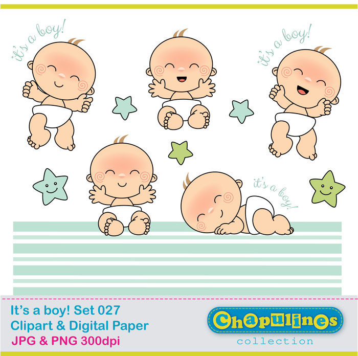 Baby Boy Newborn Clipart Digital Paper By Chapulinescollection
