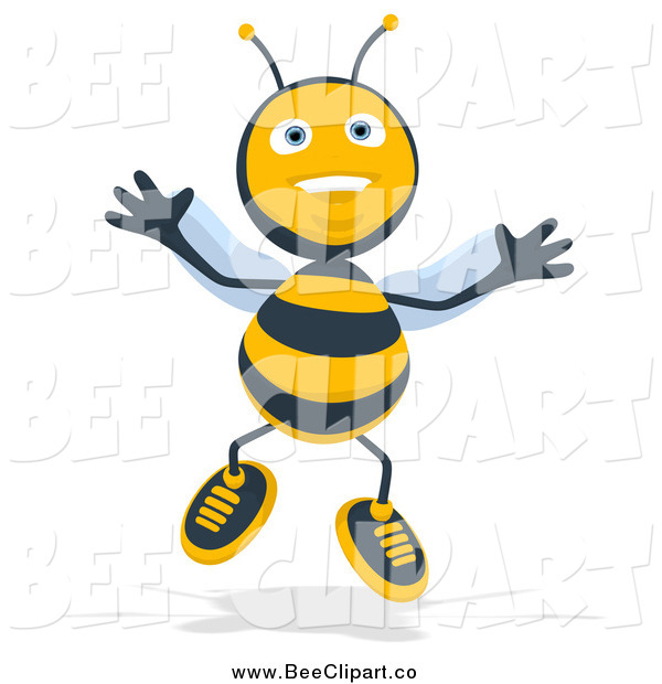 Cartoon Clip Art Of A Happy Jumping Bee By Julos    396