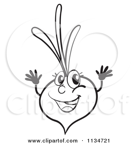 Cartoon Of A Black And White Radish   Royalty Free Vector Clipart By    