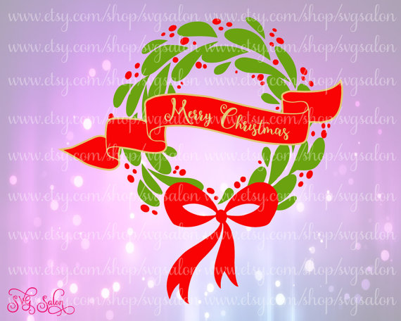 Christmas Wreath Merry Christmas Flourish Cutting File   Clipart In    