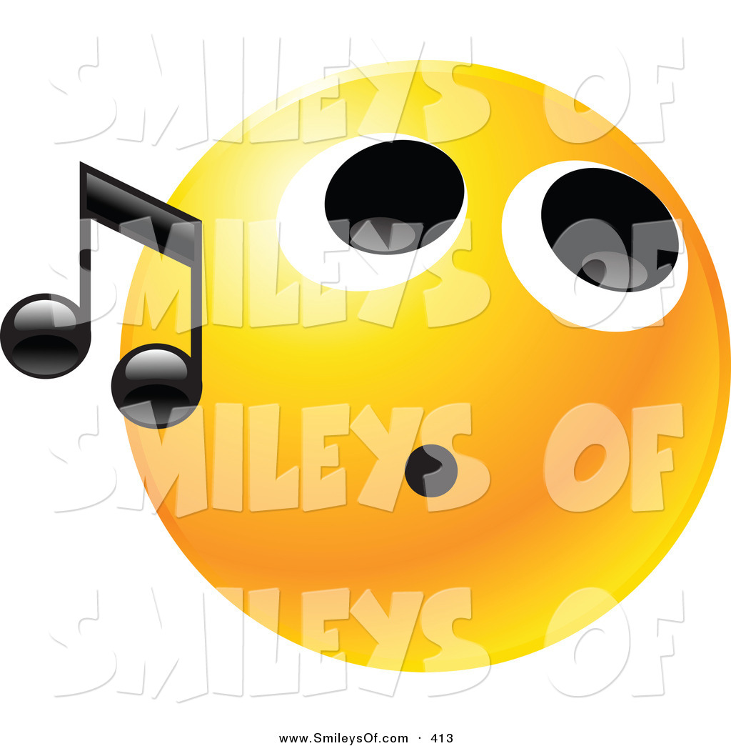 Circular Smiley Face Whistling With A Black Music Note By Tonis Pan