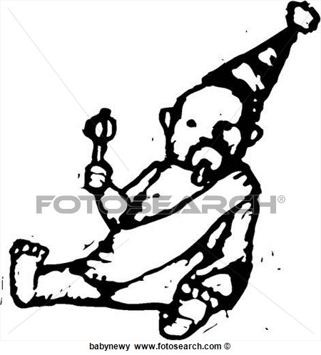 Clip Art Of Baby New Year Babynewy   Search Clipart Illustration