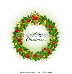 Clipart Image Of Christmas Wreath With Merry Christmas Text
