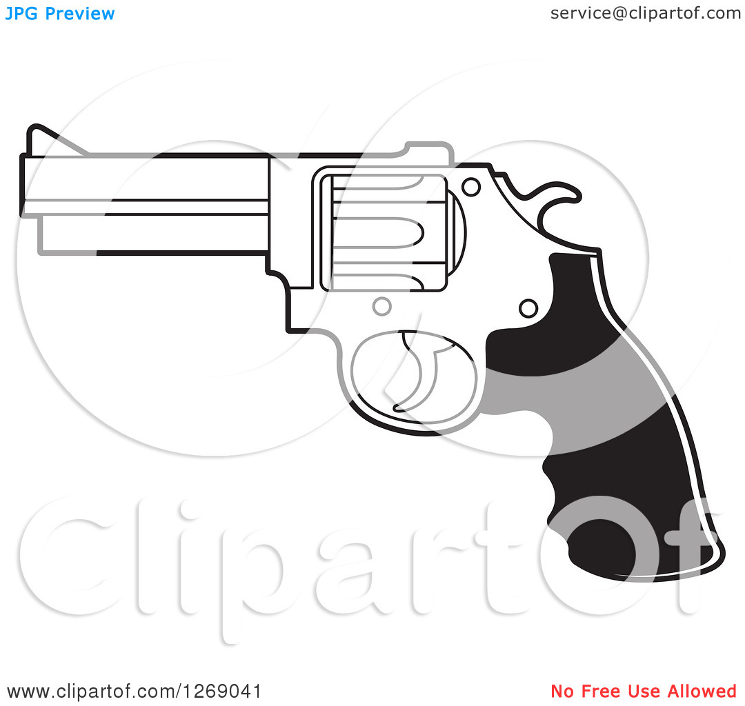 Clipart Of A Black And White Pistol Gun   Royalty Free Vector