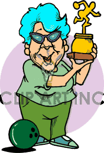 Free Women Bowler Holding A Trophy Clipart Image Picture Art   168632